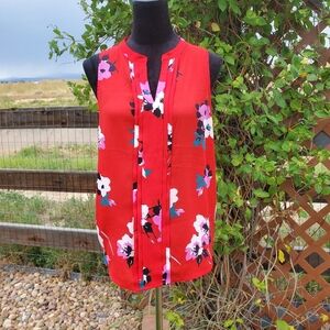 41 Hawthorn Breyson Pleat Detail Women's Blouse | Tropical Floral Red | Medium